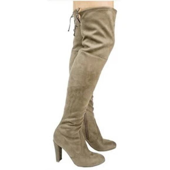 Cape Robbin MONA 1 Faux Suede Thigh Knee High Heel Boots Color Brown SZ 10 - Picture 5 of 5